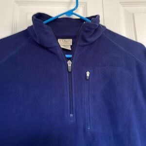 Men’s M LL Bean quarter zip fleece blue zip breast pocket soft lighter weight